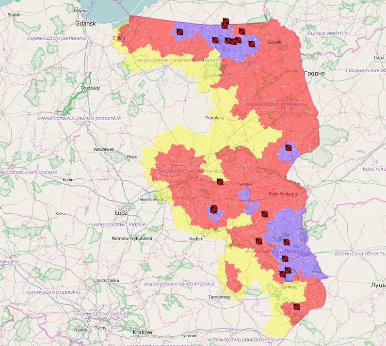 W tym roku – do 17 lipca – zostało potwierdzonych już 21 ognisk ASF u świń. Wszystkie w woj. lubelskim, mazowieckim i warmińsko-mazurskim 