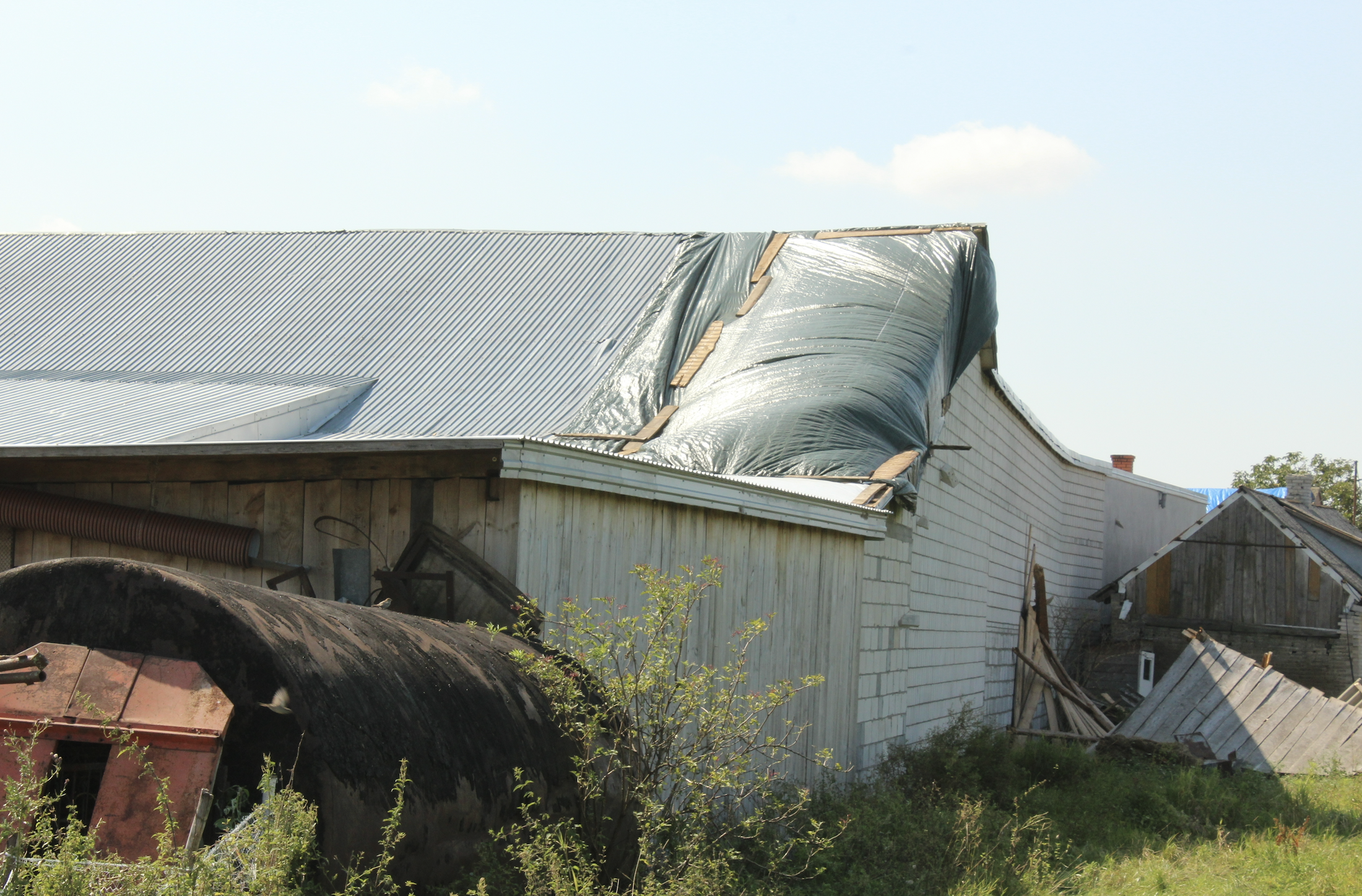 W gospodarstwie państwa Wesołowskich nawałnica oprócz kukurydzy uszkodziła także dach i szczyt stodoły