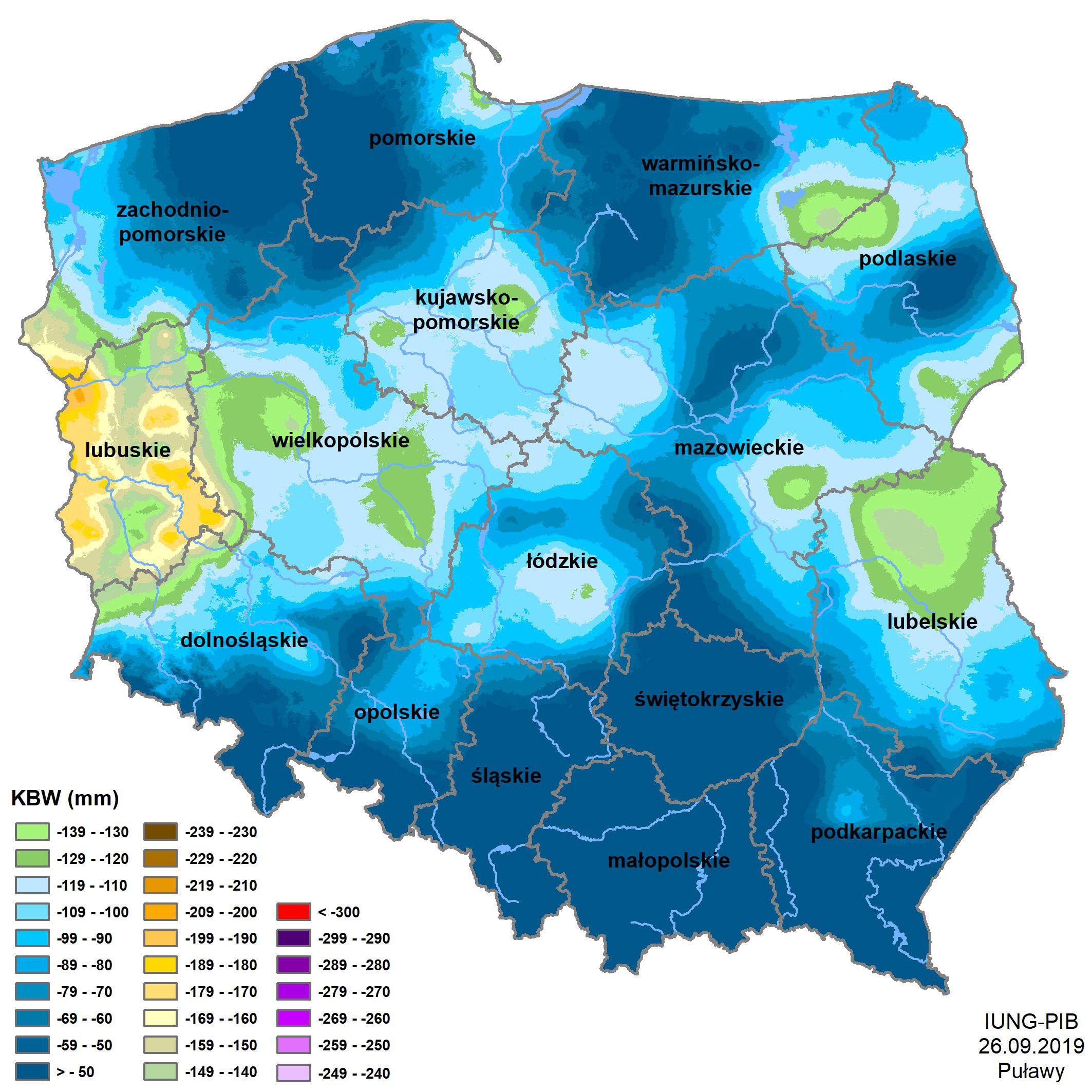 Susza rolnicza Największy deficyt wody wciąż jest notowany na terenie Pojezierza Lubuskiego