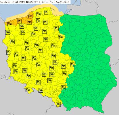 Porywisty wiatr w poniedziałek będzie wiać w 9 województwach Polski zachodniej i centralnej 