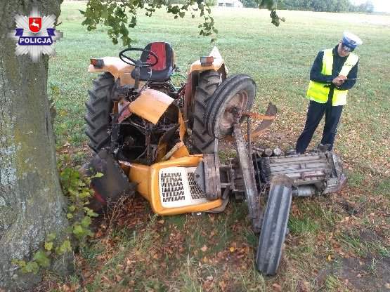 ciężarowy DAF zmiótł traktor z drogi pod Łukowem 