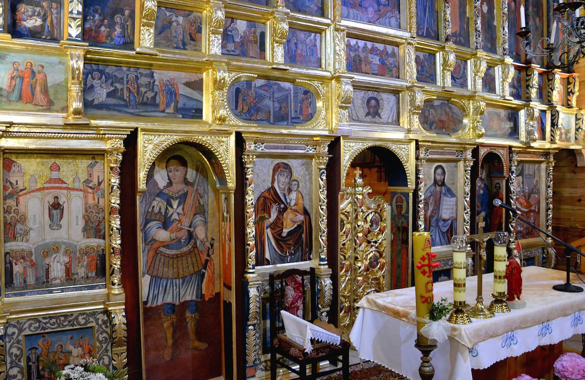 Wnętrze zabytkowej cerkwi w Gorajcu 